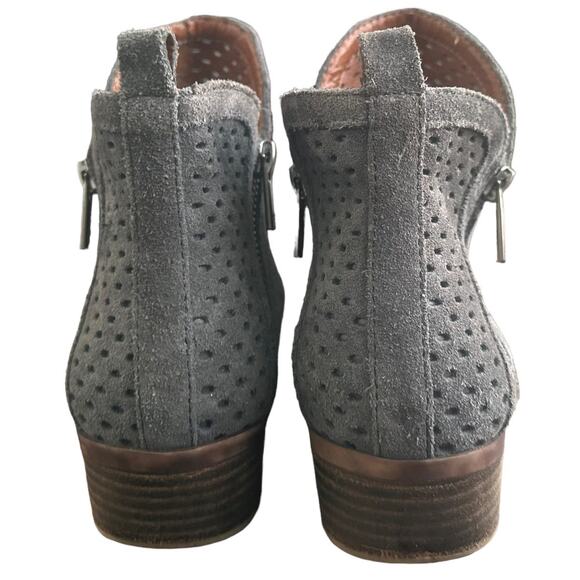 Lucky Brand Ankle Booties, Boho Side Zip Perforated Boots Womens Sz 7 Grey - Picture 9 of 13